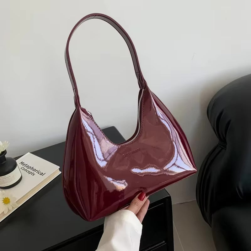 Women's patent leather tote bag